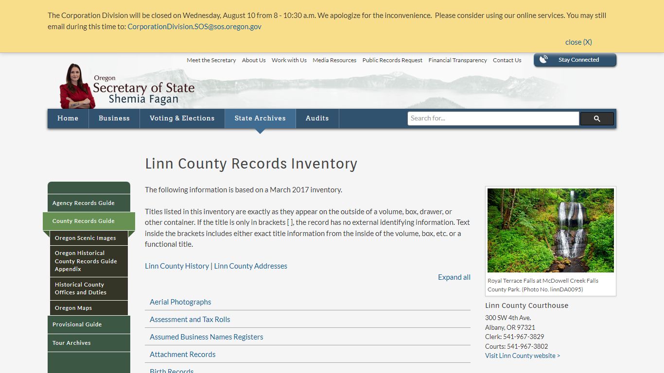 State of Oregon: County Records Guide - Oregon Scenic Images