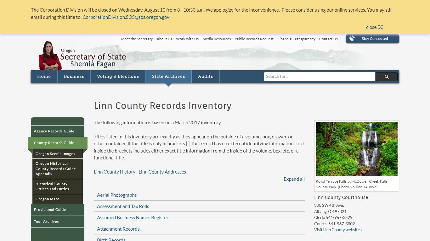 State of Oregon: County Records Guide - Linn County ...